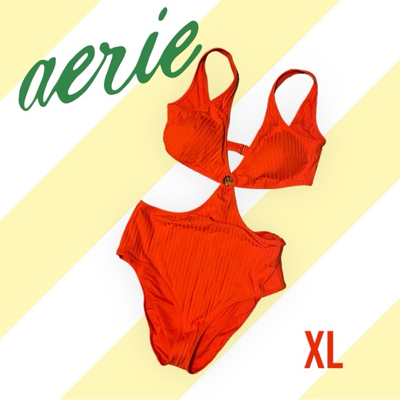 aerie Other - NWOT! Aerie Wide Rib Cut Out One Piece Swimsuit XL RED!